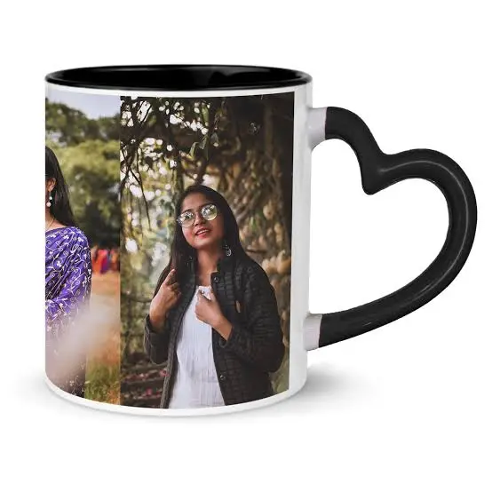 Personalized Magic Black Heart Handle Coffee Mug