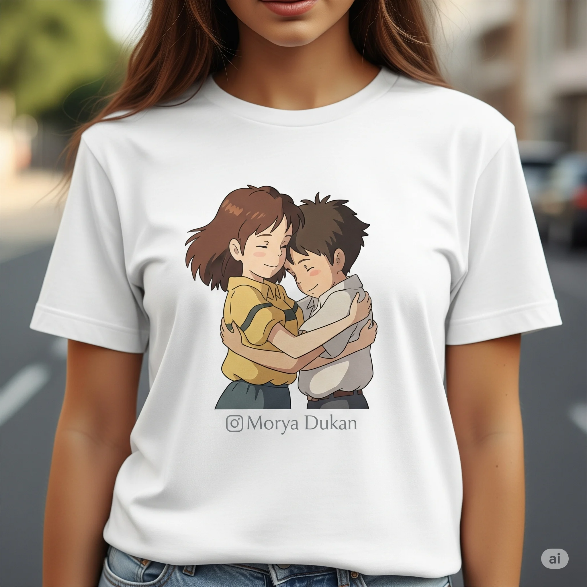 White Polyester T-Shirt With Photo/Text