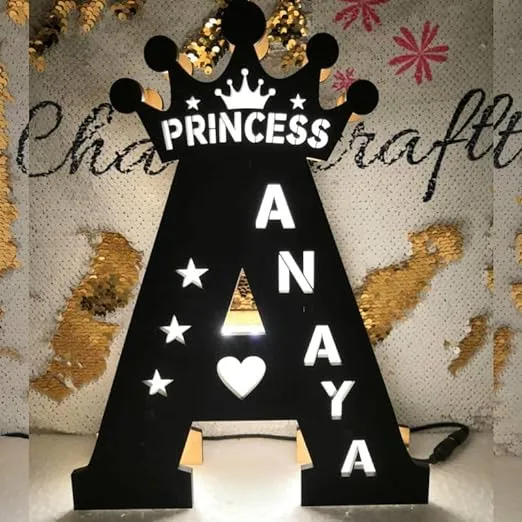 Wooden A-Z Alphabet LED Name Lamp - morya dukan