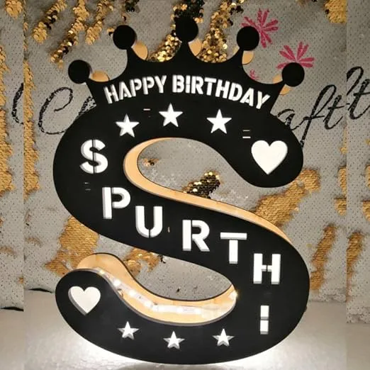 Wooden A-Z Alphabet LED Name Lamp