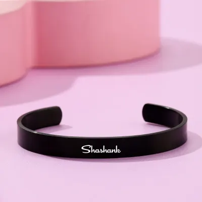  Personalized Mens Bracelet - Black Rhodium