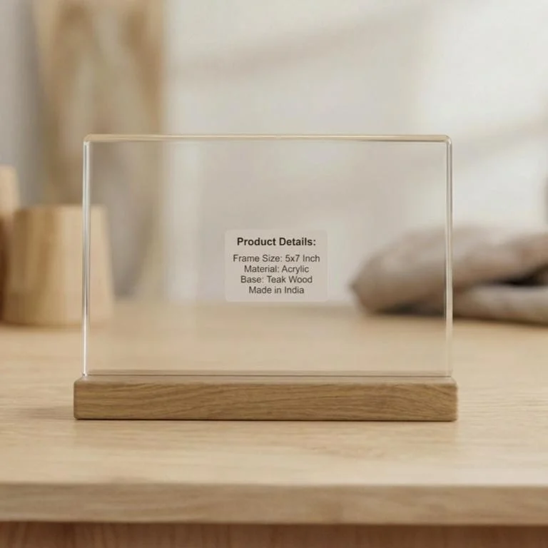 Acrylic Photo Frame with Wooden Stand - morya dukan