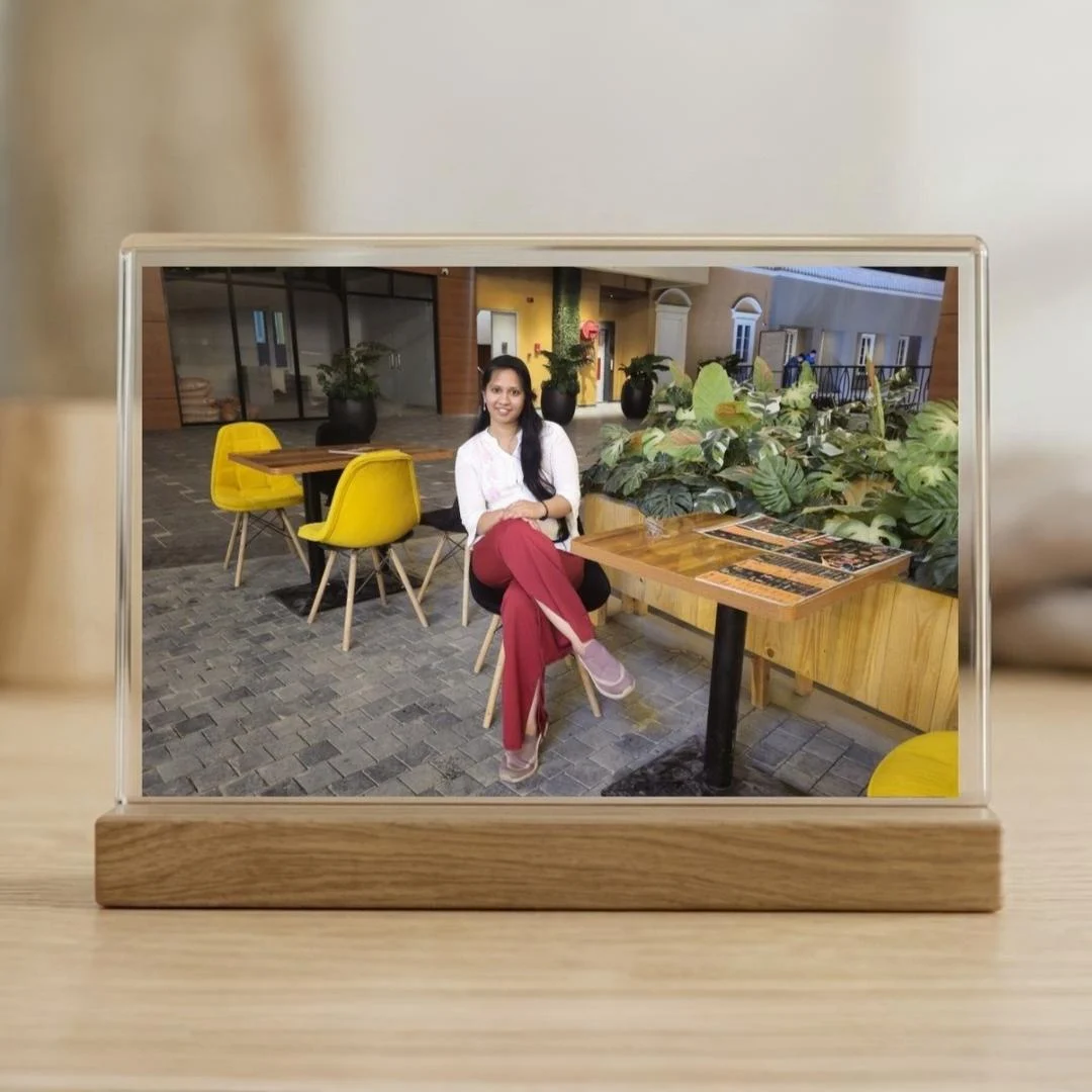 Acrylic Photo Frame with Wooden Stand